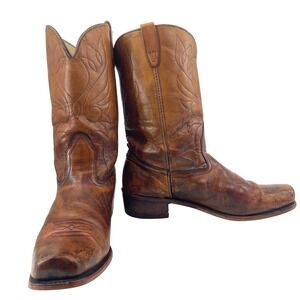 VTG Tony Lama 6561 Cowboy Boots Men 13D Brown Leather Western Roper USA Goodyear